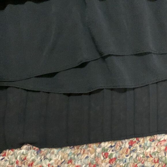 Theory Black Semi-Sheer Pleated Round Neck Sleeveless Swing Dress Size 2 - Picture 13 of 14